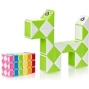 CUBIDI® Mini Serpenti Magici Puzzle - Gadget Regalo di Compleanno bambini, Regalini Festa Bambini - Serpente Giocattolo, Gioco Rompicapo Bambini e Adulti, Magic Snake - 24 Blocchi (Verde)
