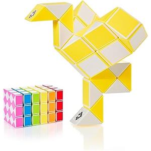 CUBIDI® Mini Serpenti Magici Puzzle - Gadget Regalo di Compleanno bambini, Regalini Festa Bambini - Serpente Giocattolo, Gioco Rompicapo Bambini e Adulti, Magic Snake - 36 Blocchi (Giallo)