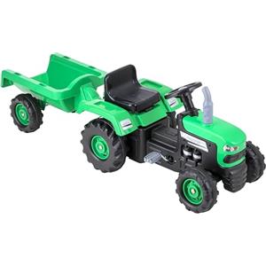 Baroni Toys Trattore a Pedali Verde con Rimorchio Removibile, Volante direzionale e Clacson, Sicuro e Divertente, Bambini dai 2 ai 6 anni, Verde