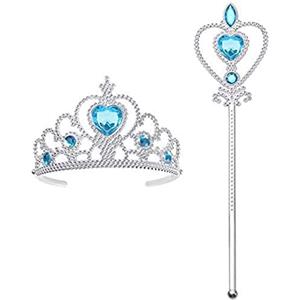 Vicloon Nuovi Costumi da Principessa Set PCS Dono - Parrucca,Diadema,Guanti,Bacchetta Magica,Orecchini,Anello da 3 a 10 Anni (2pcs)