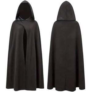Costumed Costume da vampiro, mantello con cappuccio, per bambini e adulti, per Halloween e carnevale su entrambi i lati (nero)