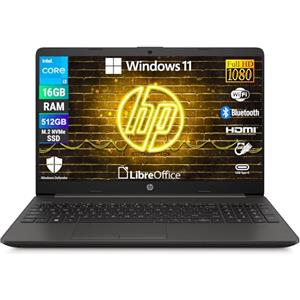 HP 250R G9, Pc Portatile Notebook, Display Full HD da 15,6, cpu Intel i3-1315u 6 Core fino a 4.5Ghz, Ram 16 Gb, SSD 512 Gb, W11, Pacchetto Libre Office, Computer Portatile Pronto all'uso