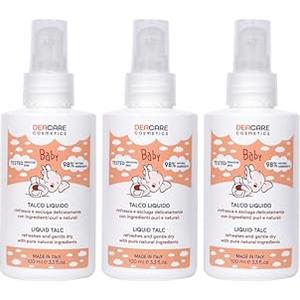 Deacare Baby KIT di 3 FLACONI DI TALCO LIQUIDO NATURALE per bambini e neonati. Rinfresca, asciuga e regola la sudorazione 3x100ml