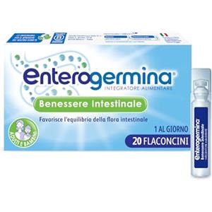Enterogermina Benessere Intestinale, Fermenti Lattici Probiotici, Integratori Adulti e Bambini 3+ Favorisce l'Equilibrio della Flora Batterica Intestinale, Senza Glutine (20 Flaconcini/5 ml)