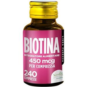 Noebis Pharma Biotina 240 Compresse - 450 mcg di Biotina per 1 Compressa - 8 Mesi di Fornitura - Crescita di Capelli Pelle e Unghie Sani - Vitamina B8 - Integratori per Capelli - Qualità Italiana