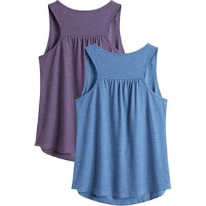 PINSPARK Canotte Sportive da Donna Confezione da 2 Camicia da Palestra Senza Maniche con vestibilità Ampia e Taglio Incrociato sul Retro. Canotta Atletica da Corsa