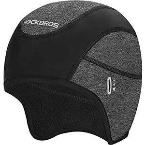 ROCKBROS Cappellino Sottocasco Invernale Termico Pile, Berretto Copricapo Antivento Caldo Paraorecchie, Skull cap con Fori per Occhiali, Trasiprante Elastico, per Ciclismo Sci Moto, Uomo Donna