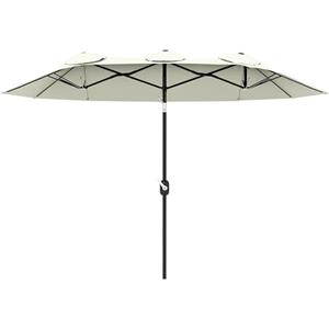 Outsunny Ombrellone da Giardino Doppio Inclinabile a 45° con Manovella e 3 Prese d'Aria, Ombrellone da Esterno in Acciaio e Poliestere, 295x152x222 cm, Beige
