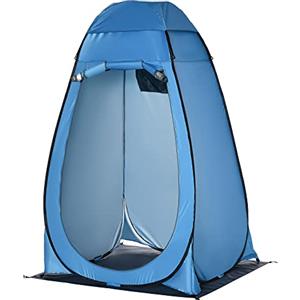 Outsunny Tenda Doccia da Campeggio Spiaggia ed Esterni, Spogliatoio Portatile con Porta a Cerniera, Borsa per Trasporto e Tasca Portaoggetti, 126x124x189 cm, Blu