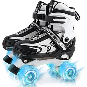 DUZSKJ Pattini regolabili per bambini per ragazzi e ragazze principianti, 4 misure per bambini piccoli/grandi bambini con tutte le ruote Light Up - Medium