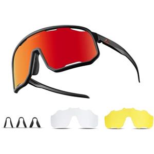 ROCKBROS Occhiali Polarizzati da Sole Uomo Donna, Occhiali Sportivi Ciclismo con 3 o 5 Lenti Intercambiabili, Protezione UV400, Adatto per Bici MTB Corsa Pesca
