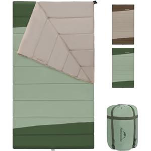 Naturehike Sacco a Pelo Impermeabile e Traspirante 2 Persone con Cerniera Bidirezionale Antivento con Scala Temperatura Leggero e Portatile per Campeggio Escursioni Attività all'aperto Verde