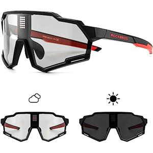 ROCKBROS Occhiali Ciclismo da Sole Uomo Donna, Occhiali Sportivi Fotocromatici+Polarizzati per Bici MTB, con Chip Fotosensibile, Protezione UV 400, Montatura TR90