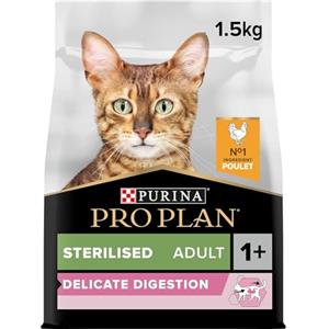 PURINA PRO PLAN | Adult DELICATE DIGESTION | Alimento Completo per Gatto Adulto Sterilizzato | Promuove un sistema digestivo sano | Crocchette | Pollo | Borsa 1,5 Kg