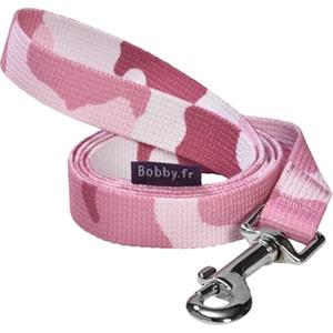 Bobby Camouflage - Guinzaglio 100 cm per Cani di Taglia S, con Aggancio a Moschettone di Sicurezza in metallo Resistente, Colore Mimetico Rosa