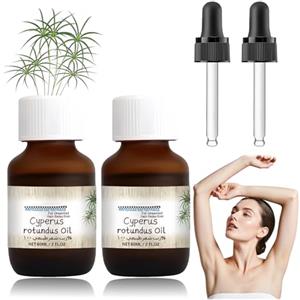 Flintronic 2 Pezzi Cyperus Rotundus Oil, 120ml Olio Naturale di Cyperus Rotundus per la Depilazione, Olio di Cipresso con Contagocce, per Ridurre la Crescita dei Peli del Corpo e Idratazione Pelle