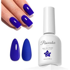 Peacecolor Smalto Semipermanente Unghie Blu, 10ML Soak Off Smalto Unghie UV Gel Polish, Smalto per Unghie Semipermanente Studio di Manicure Fai da Te a Casa