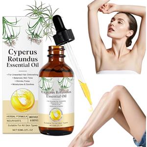 Flintronic Cyperus Rotundus Oil, 60ml Olio Naturale di Cyperus Rotundus per la Depilazione, Olio di Cipresso con Contagocce, per Ridurre la Crescita dei Peli del Corpo e Idratazione della Pelle
