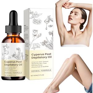 Flintronic Cyperus Rotundus Oil, 60ml Olio Naturale di Cyperus Rotundus per la Depilazione, Olio di Cipresso con Contagocce, per Ridurre la Crescita dei Peli del Corpo e Idratazione della Pelle