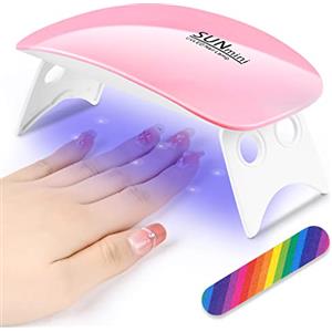 URAQT Professionale Lampada UV LED Unghie, Mini lampada per unghie portatile UV a forma di topo, Asciuga Smalto Gel Unghie, con Lima Unghie, Nail Lamp per Uso Domestico e Viaggiare(A-Rosa)