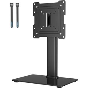 BONTEC Supporto TV da Tavolo per Schermi da 23" a 42", Piedistallo TV Regolabile in Altezza e Rotazione con Base in Vetro Temperato, VESA Max 200x200mm, Fino a 30 kg
