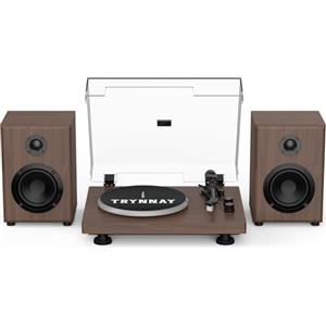 Trynnay Giradischi, Lettore con Contrappeso Regolabile, Bluetooth In/Out, 33/45 RPM, Riproduce Dischi in Vinile da 7/10/12 Pollici, Suono Hi-Fi per gli Appassionati di Musica