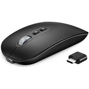 PINKCAT Mouse Wireless Ricaricabile, Mouse USB C, Doppia Modalità (Bluetooth 5.1 + USB C), Mouser Wireless Ergonomico Silenzioso, Mouse Bluetooth, 1200 DPI, per MacBook Air/Pro iPad