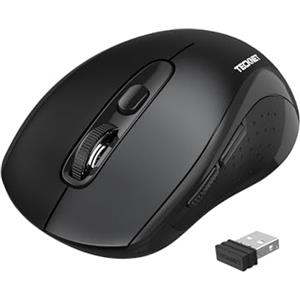 TECKNET Wireless Mouse Bluetooth, Mouse Ottico Portatile Wireless 2.4G, con Ricevitore USB Nano, 4000 DPI con 5 Livelli di Regolazione, Adatto per Laptop, MacBook, PC, Sistemi Windows e Android, Nero