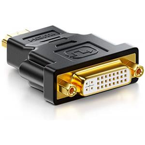 deleyCON Adattatore DVI a HDMI - Connettore DVI Femmina a Connettore HDMI Maschio 1920x1200 Full HD 1080p - Nero