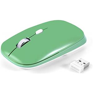 PINKCAT Bluetooth Mouse Senza Fili, 2.4G Mouse Ottico Slim, Design Portatile e Click Silenzioso, per Laptop, PC, Mac, Ufficio Linux, Nero (Verde)