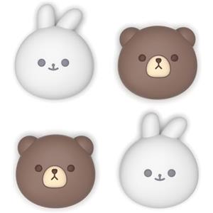 playvital Copri Levette Analogiche per Nintendo Switch 2, Gommini Silicone Thumb Grip Joystick Caps per Joycon 2, Accessori Carini per Switch 2, 4 Pezzi, Orsi Paffuti&Coniglietti Sorridenti