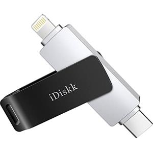 iDiskk 256G TYPE-C a Lightning USB Photo Stick per iPhone, MFi Certified 2 in 1 Memory Stick per iPad, iPhone Storage per USB-C Phone, iOS sistema Mac e computer