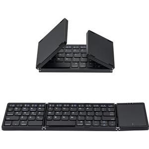 Mcbazel Tastiera senza fili pieghevole con touchpad per tablet/cellulare/PC, tastiera portatile senza fili ricaricabile supporta più dispositivi/iOS/Android/MacOS/Windows, Layout US - nero