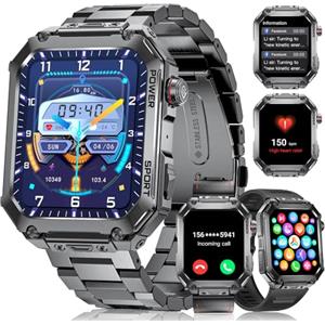 BENYAR SMART Militare Smartwatch Uomo-3 cinghie 1.91'' /500mAh Batteria,Orologio Fitness con 100+ Modalità Sportive, 24/7 Frequenza Cardiaca, SpO2,Sonno Monitoraggio IP68 Impermeabile per Android iOS