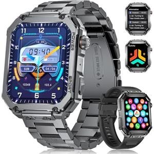 BENYAR SMART Militare Smartwatch Uomo-2 cinghie 1.91'' /500mAh Batteria,Orologio Fitness con 100+ Modalità Sportive, 24/7 Frequenza Cardiaca, SpO2,Sonno Monitoraggio IP68 Impermeabile per Android iOS