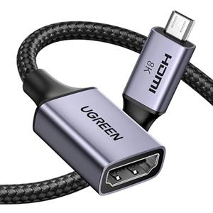 UGREEN Adattatore Micro HDMI a HDMI 2.1 8K@60Hz 4K/2K/1080P@240Hz Cavo Bidirezionale eARC/ARC HDR VRR ALLM Atmos HDCP 48Gbps Compatibile con Fotocamera Raspberry Pi5 Laptop Xbox Series X PS5 (25cm)