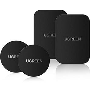 UGREEN Placca Metallica Adesiva 4 Pezzi, Piastra Metallo Universale con Porta Telefono Auto Magnetico, Nero