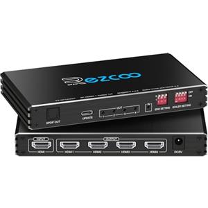 ROFAVEZCO 8K@60Hz 4K@120Hz HDMI 2.1 Splitter 1X4 Audio Extractor VRR ALLM HDCP2.3 HDR10 Optical SPDIF5.1 EDID Scaler 4K to 1080P HDCP Bypass Atmos Vision Dual Monitor per PS5 Xbox Soundbar Capture Card