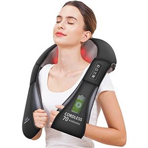 Snailax Massaggiatore per Collo, Spalle e Schiena Ricaricabile Shiatsu per Cervicale con Calore 4D Rotazione Cuscino Elettrico a Casa ed Ufficio