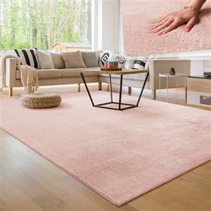 Paco Home Tappeto Moderno e Morbido per Soggiorno a Pelo Corto Lavabile Fluffy Uni Effetto Pelliccia Senza Tempo Elegante Antiscivolo Facile da Pulire, Dimensione:240x340 cm, Colore:Rosa