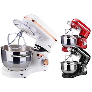 Arebos Impastatrice Robot da Cucina 1500W | Bianca | Mixer Cucina 6L | Basso Rumore | Multifunzione Impastatore Planetario Professionale con Ganci, Frullare | 6 Velocità con Impulso Regolabile