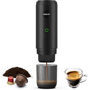 BESCOST Macchina Caffè Portatile 3 IN 1 Compatibile con NS, DG, Polvere di Caffè,Auto-Riscaldamento,Caffettiera Portatile da Viaggio,Macchina Caffè Espresso per Ufficio Campeggio Auto Barca