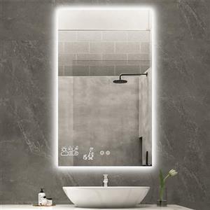 byecold Riscaldamento a infrarossi, 350 W, specchio da bagno a infrarossi, con interruttore touch, Smart WiFi, con illuminazione a LED, caldo/freddo, verticale, 60 x 100 cm
