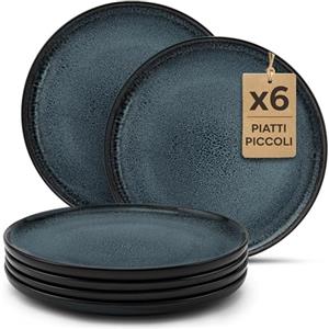 Twinzee Servizio Piatti Moderni 6 Piatti da dessert in Gres per 6 Persone - Compatibile con Microonde - Riviera Collection
