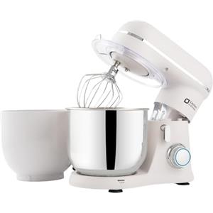 Kitchen in the box Impastatrice Planetaria, 2 Ciotole 3.5L Piccolo Planetaria Professionale, 10 Velocità Impastatrice Pizza con Uncino Impastatore, Mescolatore, Frusta Sbattitric (Bianco Ghiaccio)