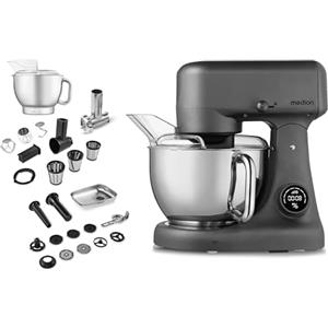 MEDION Robot da cucina MEDION con tritacarne (800 watt, motore a corrente continua, ciotola in acciaio inox da 4,6 litri, risparmio energetico, ultra-silenzioso, display digitale a sensore touch