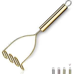 HOMQUEN Passapatate In Oro, Passapatate In Metallo Resistente In Acciaio Inossidabile Con Placcatura In Dorato In Titanio, Schiacciapatate, Verdura E Frutta, Lavabile In Lavastoviglie (9.6 Pollici)