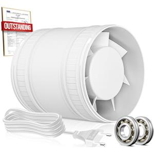 BUMSOU Estrattore Aria 100mm, Ventilatore di Condotto Compatto con Protezione Contro il Surriscaldamento, 8W 130m³/h Ventola Aspirazione Potente Silenzioso, Aspiratore Bagno Cucina Garage Tenda