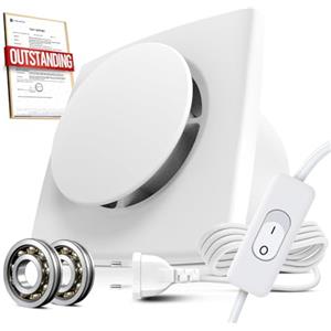 BUMSOU Aspiratore Bagno 100mm con Interruttore, 130m³/h Estrattore Aria Silenzioso e Potente, Migliorato Risparmio Energetico Ventilatore, IPX4, Ideale Ventola Aspirazione Bagno Cucina Garage Cantina