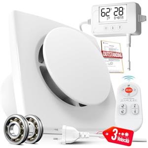 SBONNI Aspiratore Bagno 100mm 3 Velocità, Ventola Aspirazione con Sensore di Umidità Temperatura Timer Telecomando, Silenzioso Potente Ventilatore Bagno Cucina Cantina, Estrattore Aria P119